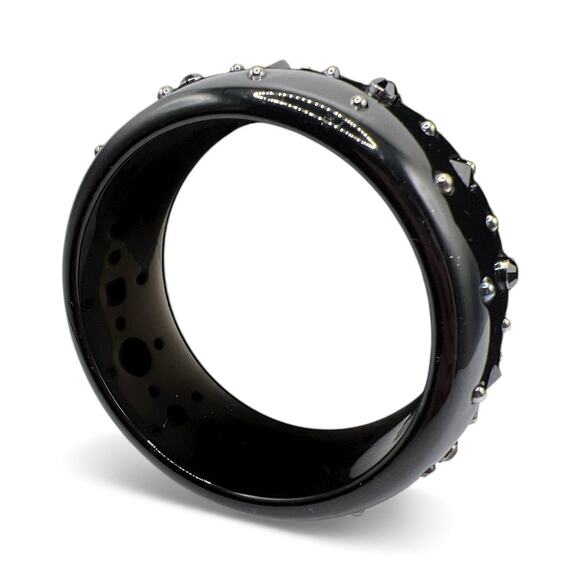 Marc Jacobs Black Resin Bangle Bracelet Size 7.75 - Picture 4 of 6